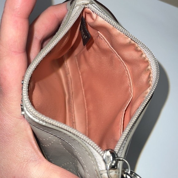 Coach Perforated Logo Gray Leather Wristlet Clutch - Picture 7 of 8